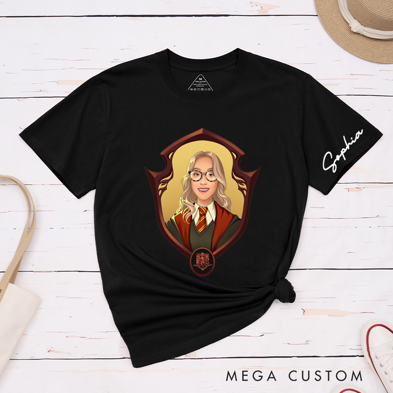 Personalized Custom Crest Family Name Classic T-Shirts  Unique Gift Idea with Stylish Glasses Illustration Perfect for Birthday Graduation
