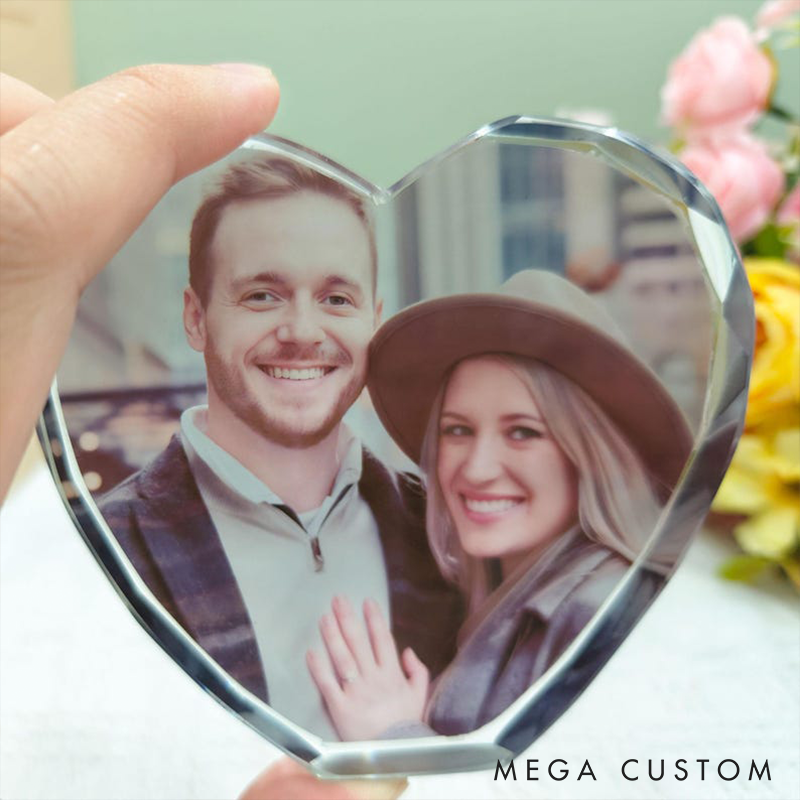 Personalized 3D Crystal Photo Portrait LED Night Light Engraved Crystal Photo With Light Anniversary Valentine's Day Gift for Him Her