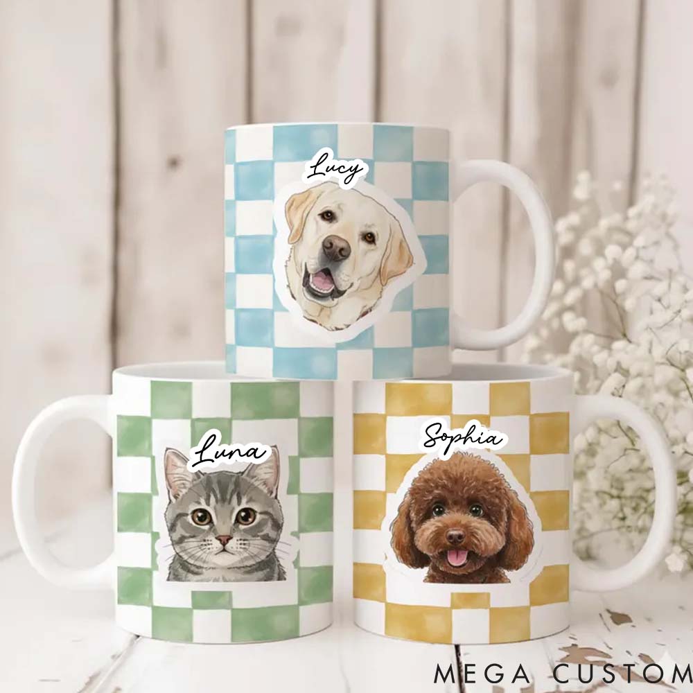 Personalized Pet Lover Custom Pet Mug with Pattern Background  Mugs