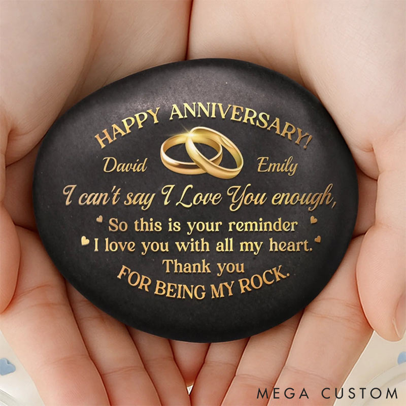 Personalized Our Love Grows With Time Printed Rock Valentine's Day Gift for Couple Anniversary Wedding Gifts for Husband And Wife Gift for Him Her 