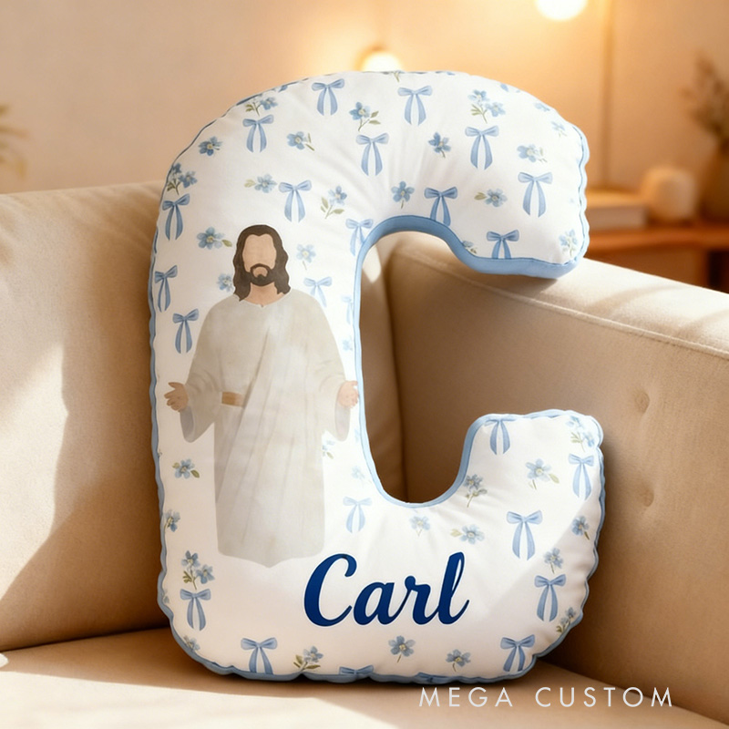 Personalized Jesus Love you Letter Pillow with Name Christian Home Decor Religious Gift Birthday Gift Jesus Lover Pillow Graphic 3D Print Pillow