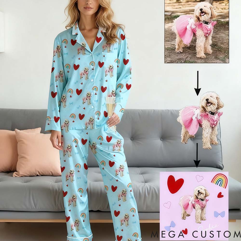 Personalized Pet Lover Pet Portrait Photo Pajamas with Name