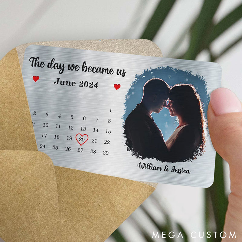 Personalized Anniversary Wallet Card Custom The Day We Became Us Gift For Couples Wallet Card Valentine's Day Gift for Husband Boyfriend