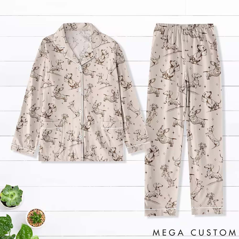 Personalized Dog Lover Dachshund Dog Pajamas Set