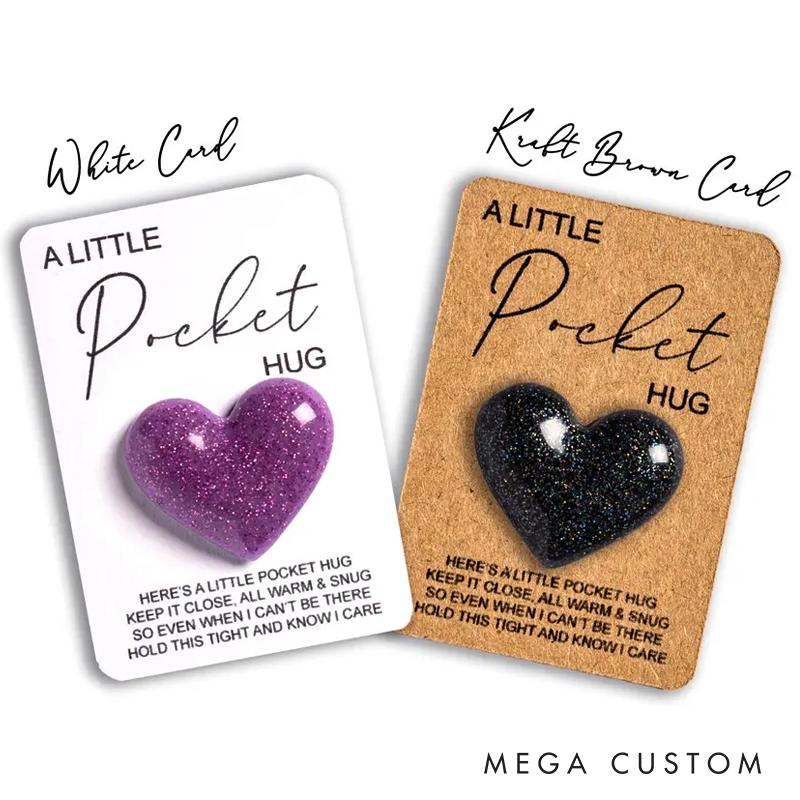 Handmade Resin Glitter Pocket Hug Heart Tiny Token Gift with Poem Card Keepsake Friendship Gift Party Favour Stocking Filler