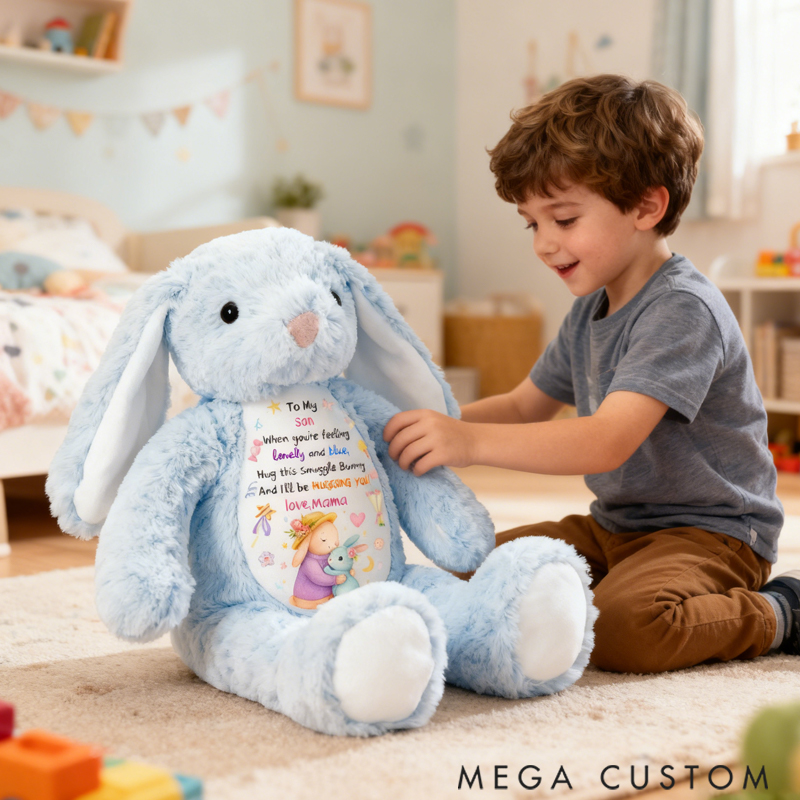 Personalized Pretty Bunny Plush Toy Custom Name to My Sweet Baby Special Gift for Family Members