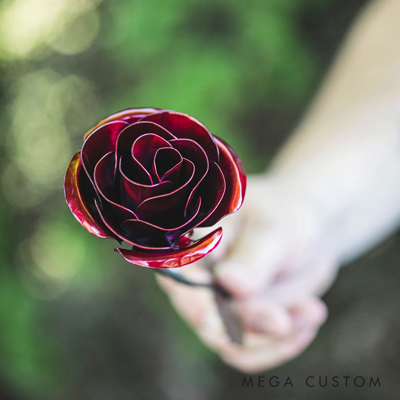 Personalized Red Metal Rose Iron 6th or Steel 11th Anniversary Gift