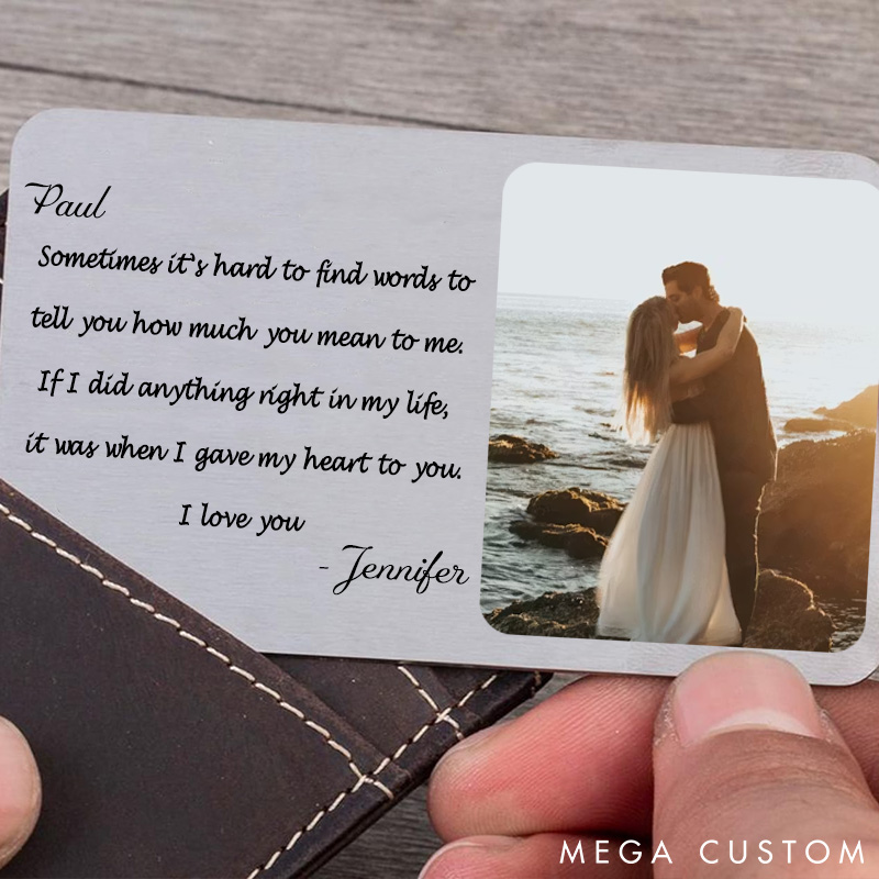 Personalized Wallet Insert Card for Husband Boyfriend Custom Own Message Photo Wallet Insert Card Valentine's Day Gift for Husband