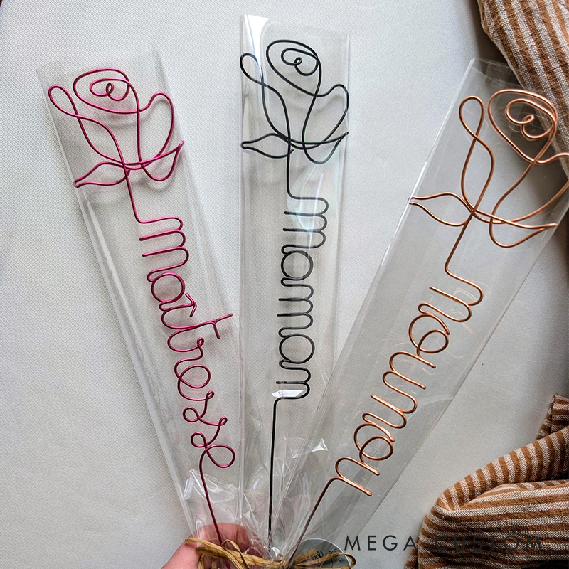 Personalized Wire Rose For Mother's Day Mom Grandma Teacher Nanny Teaching Assistant