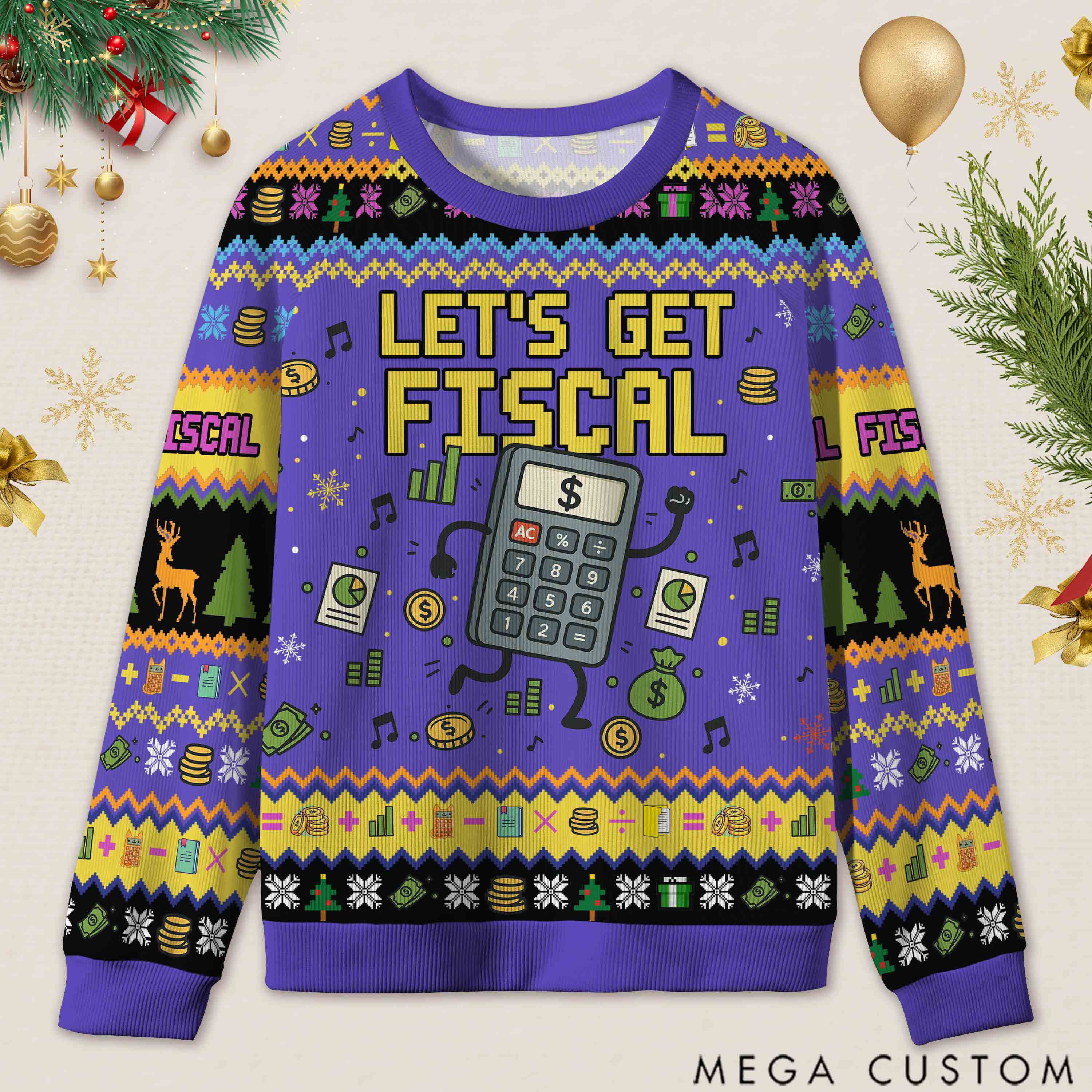 Personalized Accounting Hilarious Ugly Sweater Financial Christmas Gift for Accountants