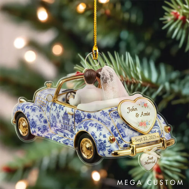 Personalized Couple Just Married Mr Mrs Couple Ornament Wedding Car Chrismas Decoration Gift for Newlyweds Couple Gift for Wife Husband