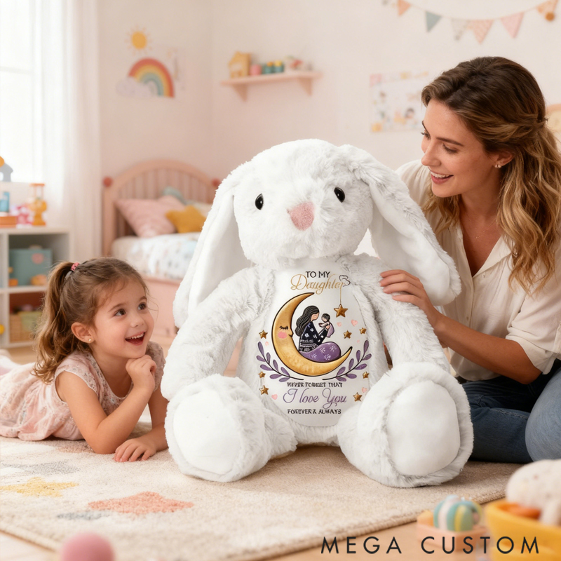 Personalized Pretty Bunny Plush Toy Custom Name Never Forget That I Love You Forever & Always Family Members