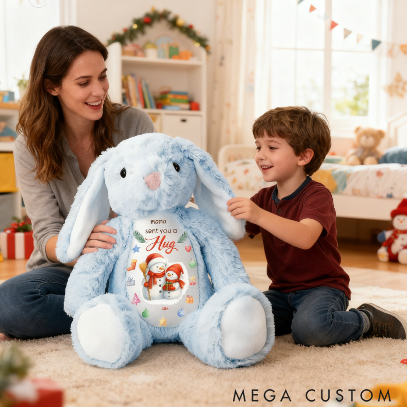 Personalized Pretty Bunny Plush Toy Custom Name Sent You A Hug Gift for Family Members