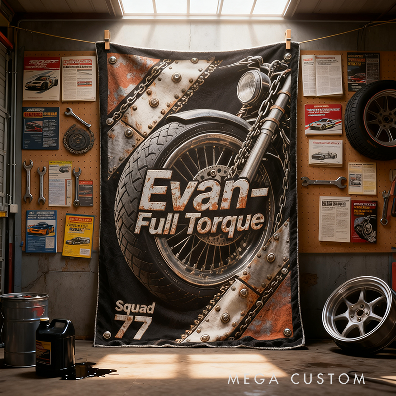Personalized Motorcycle Torque Squad Blanket Personalized Name and Number Gift for Bikers and Motorcycle Lovers