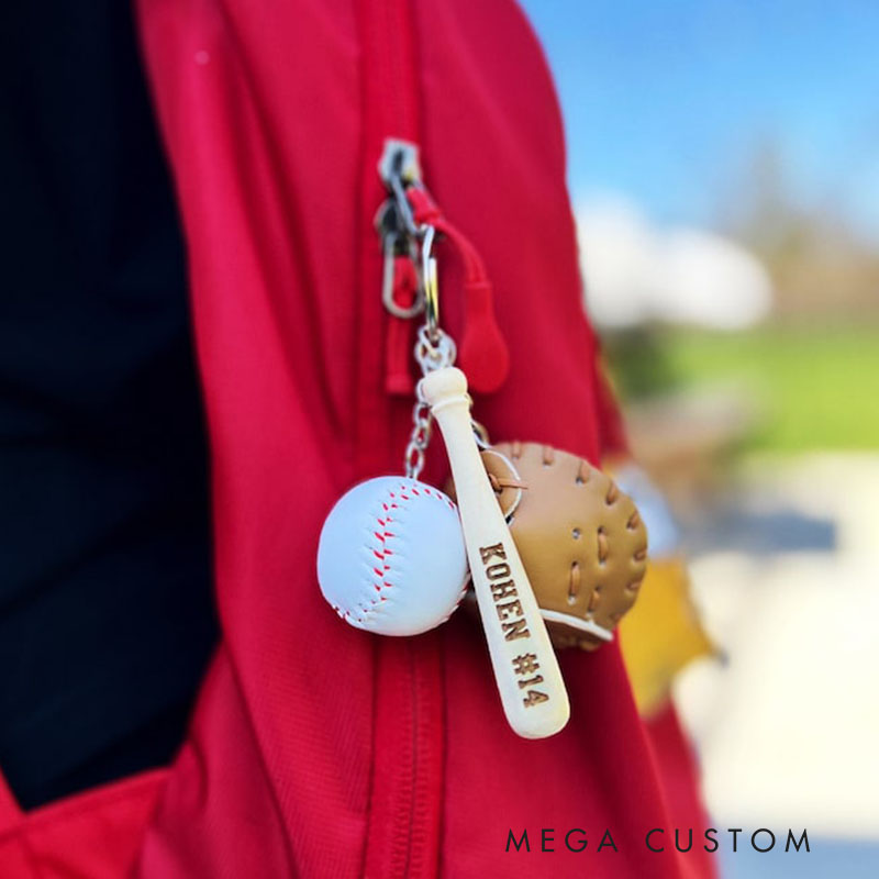 Softball Keychain Bag Tag Softball Key Chain Custom Engraved Softball Baseball Key Chain Custom Engraved Baseball for Sports Lover