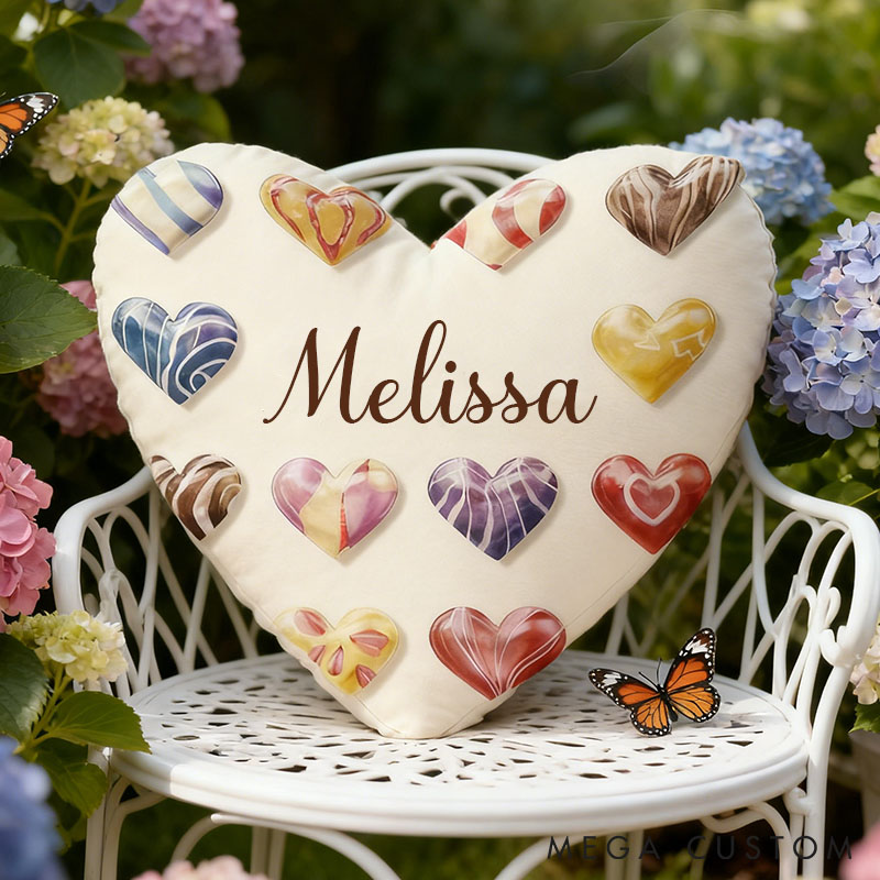 Personalized Heart-Shaped Pillow Custom Hearts Sugar Throw Pillow for Her Valentine's Gift Pillow for Girlfriend Wife