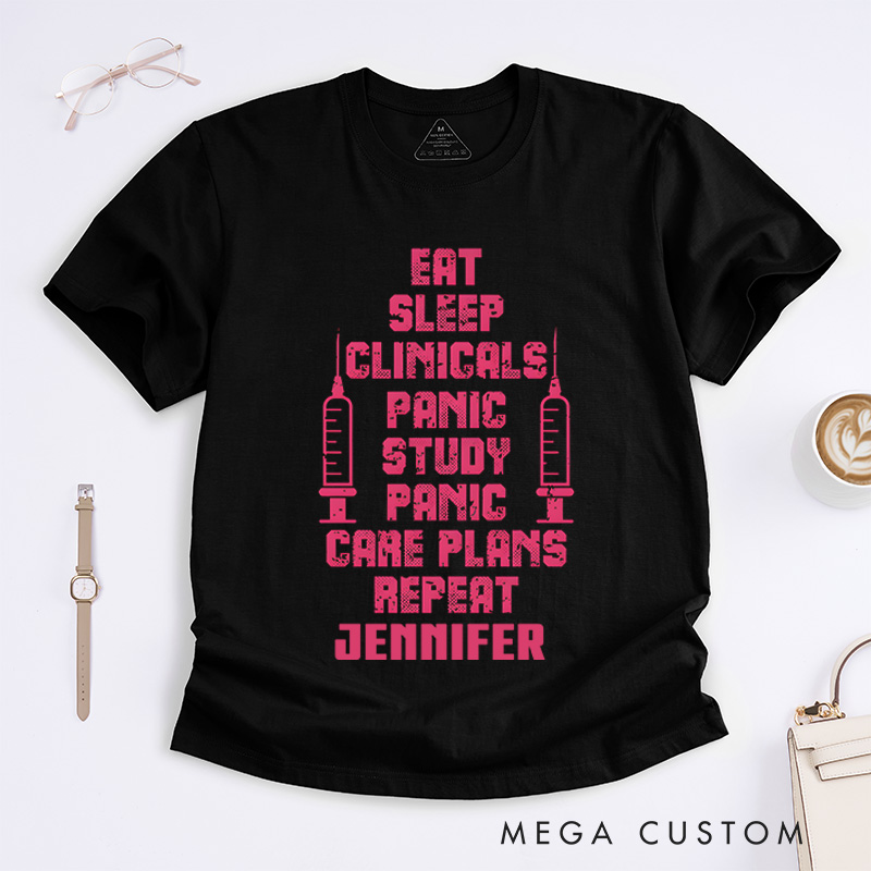 Personalized Nurse T-Shirts Nursing Student Routine Fashion Design T-Shirts