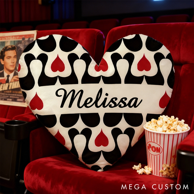 Personalized Heart-Shaped Pillow Romantic Valentine's Gift Pillow for Girlfriend Playing Cards King Queen Patterns Heart Pillow 