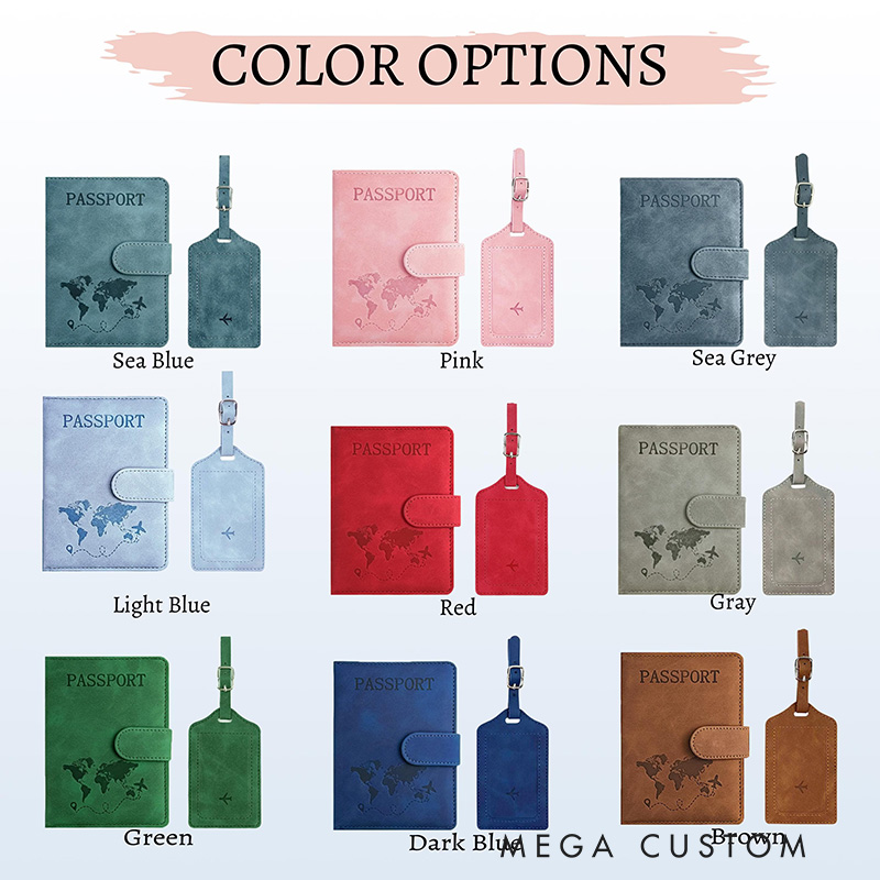Personalized Passport Holder Custom Luggage Tag - RFID Passport Cover Travel Gift Tour Group Gift Passport Wallet Honeymoon Gifts for Couple