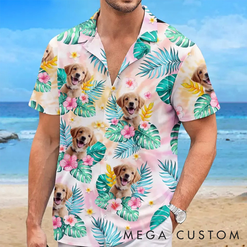 Personalized Pet Lover Custom Photo I Just Want to Lie on the Beach Hawaiian Shirt