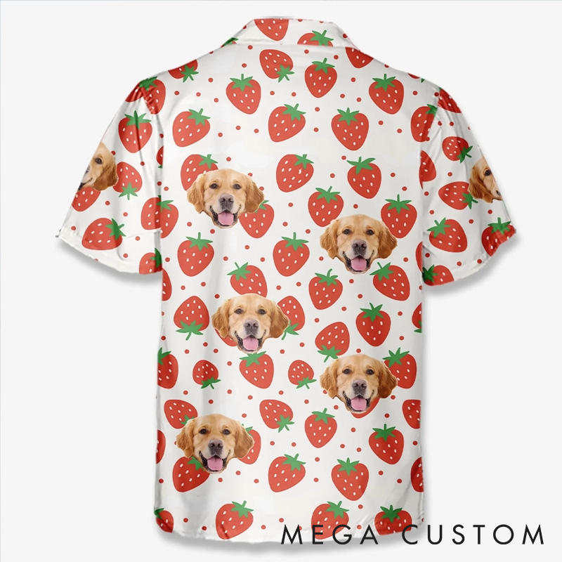 Personalized Pet Lover Custom Photo Strawberries and Smiles all Day Hawaiian Shirt