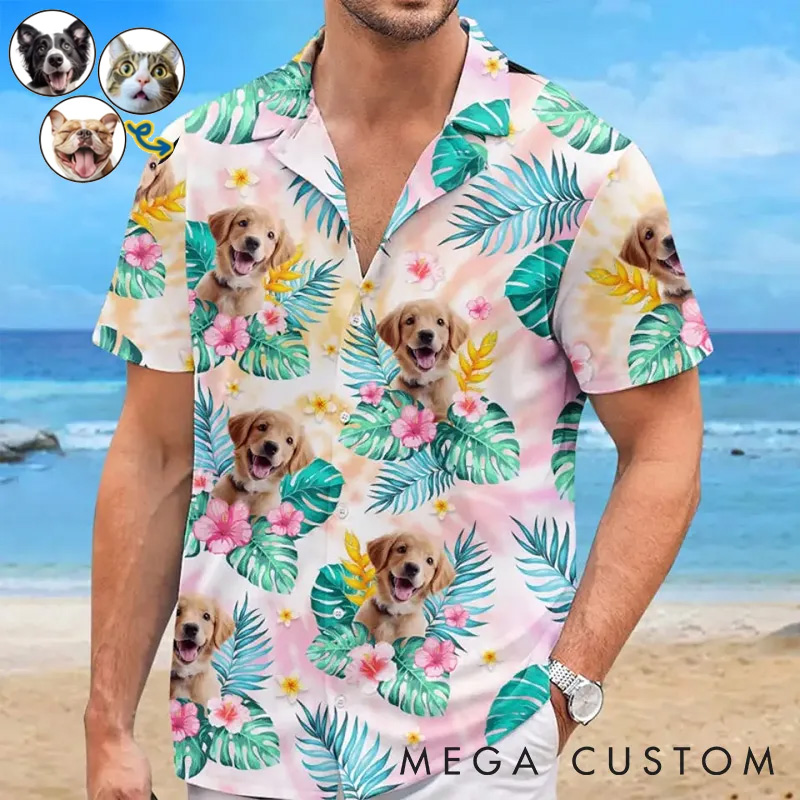 Personalized Pet Lover Custom Photo I Just Want to Lie on the Beach Hawaiian Shirt