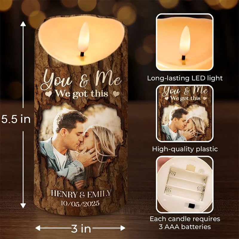 Personalized Couple Photo The Day I Met You LED Candle Custom Newlyweds Name and Date LED Candle Anniversary Valentines Day Christmas Gift for Him Her