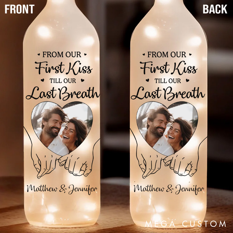 Personalized Photo Bottle Lamp Custom LED Light Bottle You & Me Anniversary Wedding Gifts for Husband Wife Valentines Gift for Couple