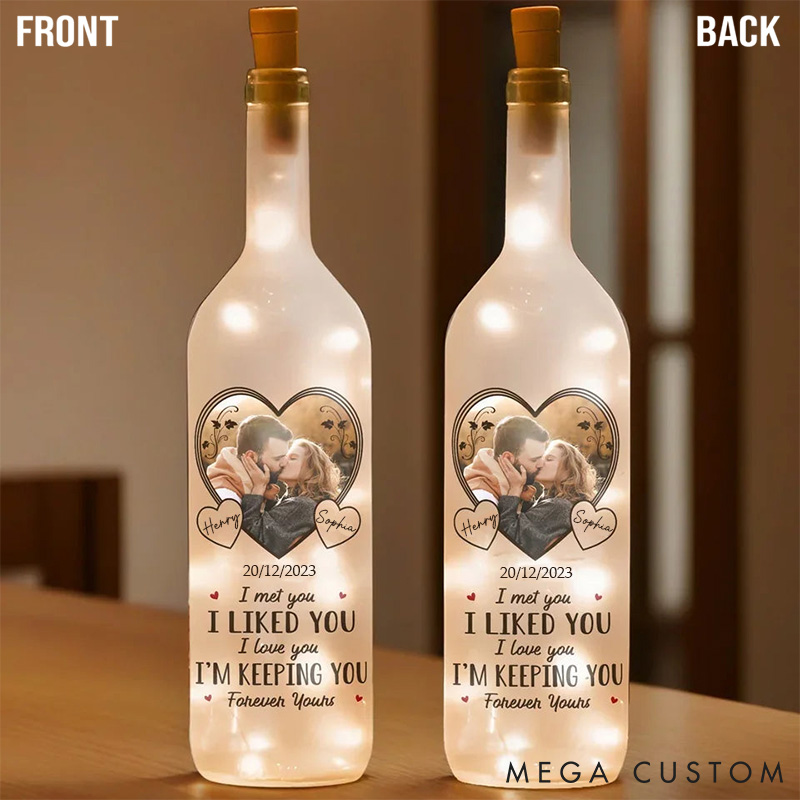 Personalized LED Light Bottle Custom Couple Photo Bottle Lamp I’m Keeping You Forever Yours Custom Anniversary Valentine's Gift for Husband Wife