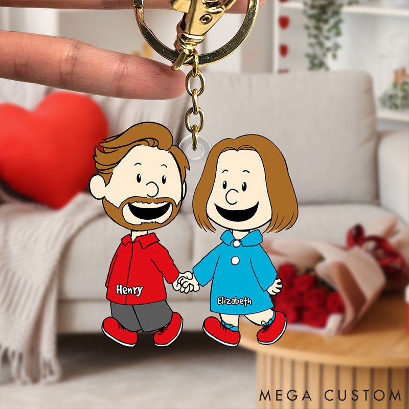 Personalized Couple Keychain Custom Christmas Gifts for Couple Hand In Hand