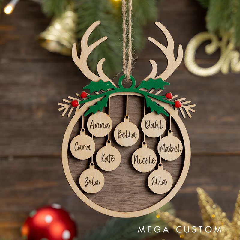 Personalized Family Christmas Ornament with Name Custom Wooden Christmas Ornament Holiday Decoration Perfect Gift For Families Or Friends