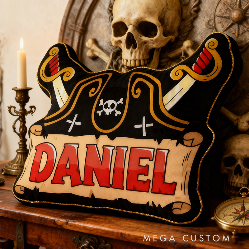 Personalized Graphic 3D Print Pirate Captain Game Shaped Pillow for Game Lovers Plush Pillow Christmas Birthday Gift for Kids