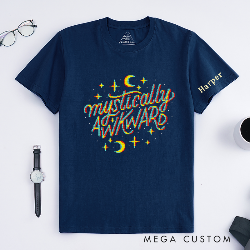 Personalized Mystically Unisex Classic T-Shirts Unique Retro Pixel Art Design Customizable Gift for Friends Astrology Lovers Quirky Fashion