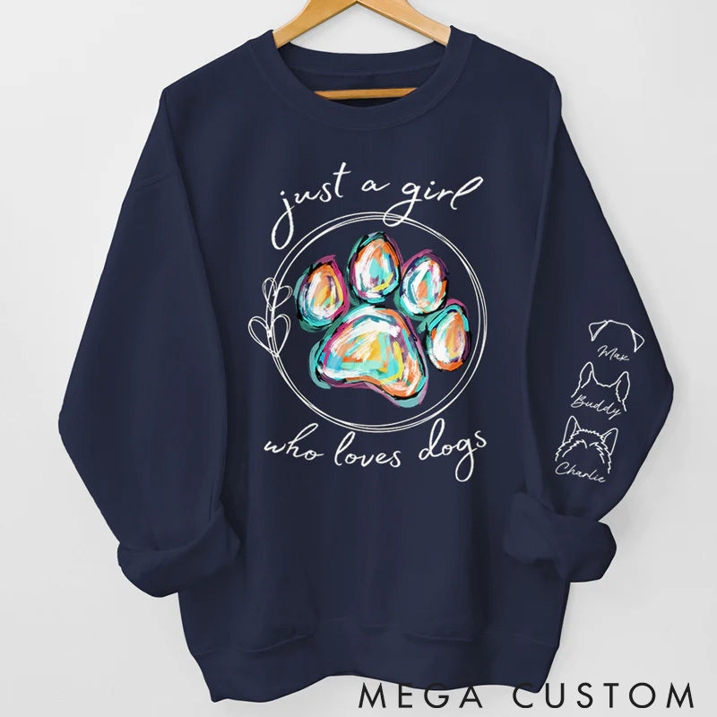 Personalized Dog Lover Just a Girl Loves Dogs Classic Sweatshirts