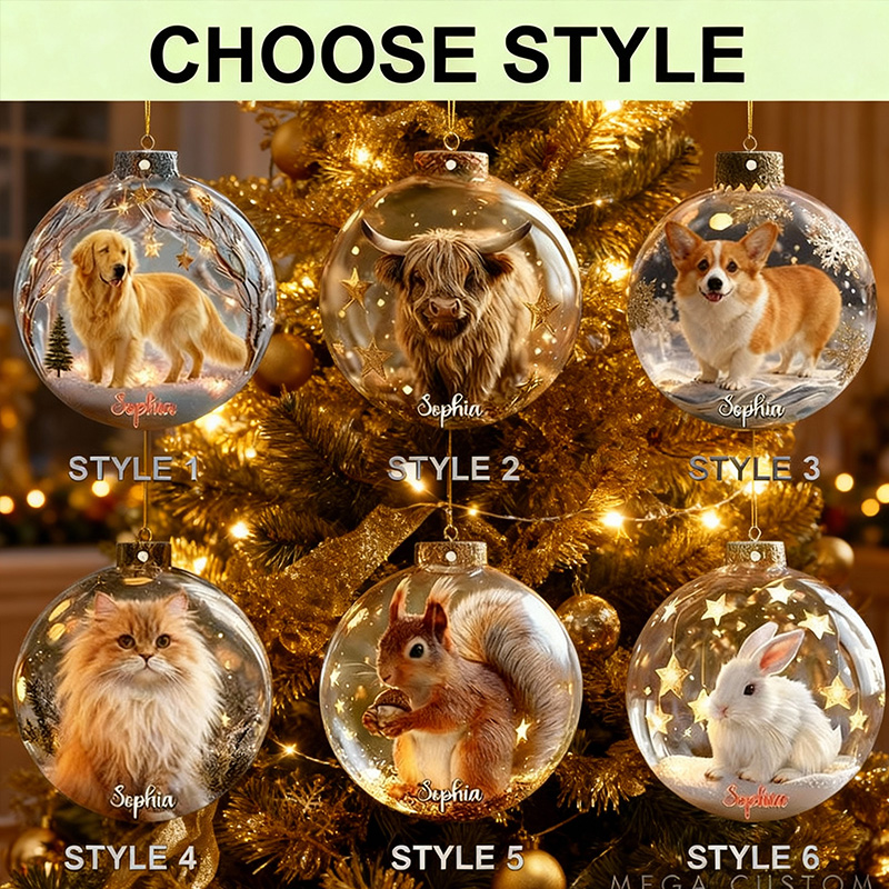Personalized Pet Lover Cute Animal Christmas Ornament