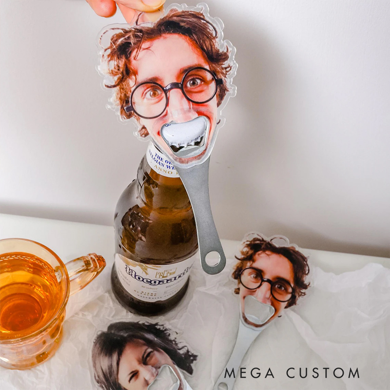 Personalized Funny Avatar Face Photo Bottle Opener with Magnet Fridge Decor Bar Party Wine Accessory Birthday Gift for Friend Drinking Enthusiast