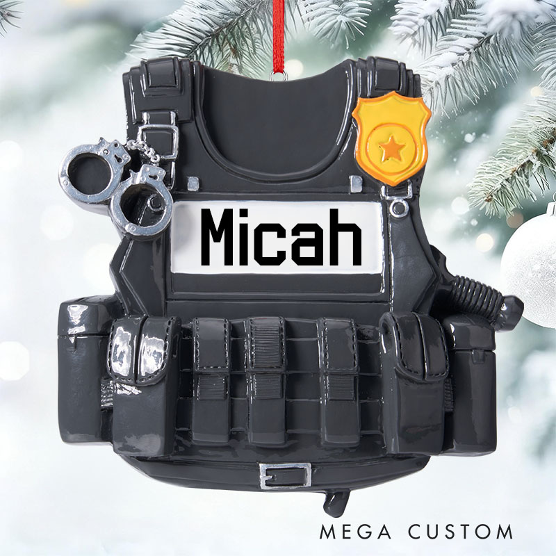 Custom Name & Number Police Ornament Police Officer Christmas Ornament Police Uniform Ornament Christmas Holiday Ornament Police Gift