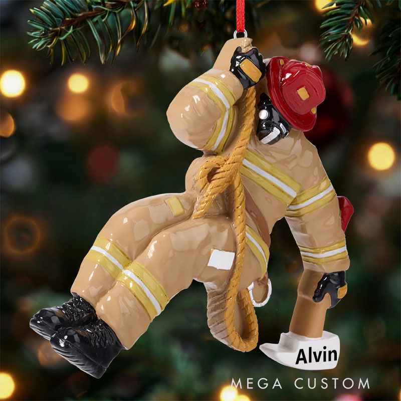 Custom Firefighter Ornament Firefighter Uniform Poly Resin Ornament Birthday Gift for Dad Papa Fireman Christmas Ornaments Firefighter Gift