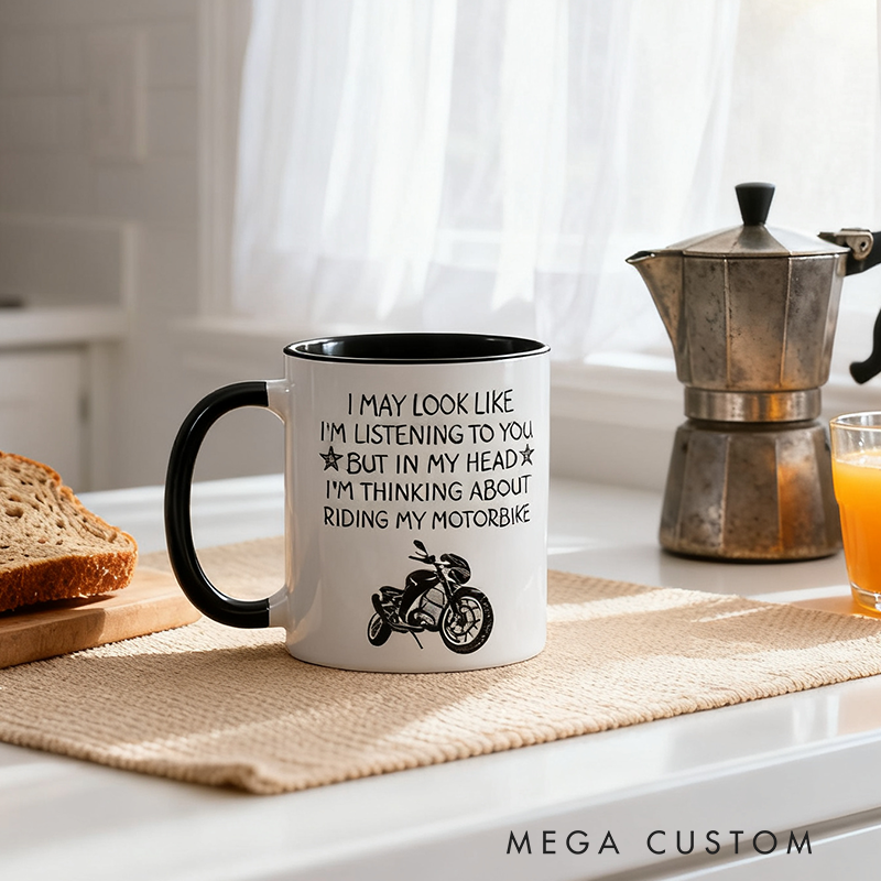 Personalized Motorcycle Mug Custom Photo Motorbike Gift Coffee Cup for Riders and Bikers