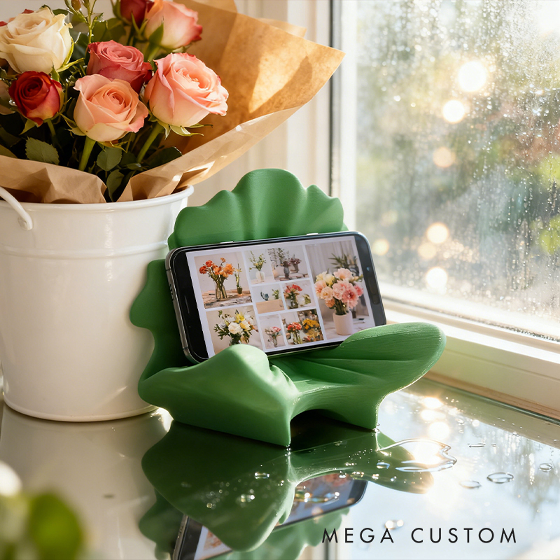Fun Lettuce Leaf Phone Stand - Cute 3D Printed Desktop Holder for Smartphones, Home/Office Decor & Gift