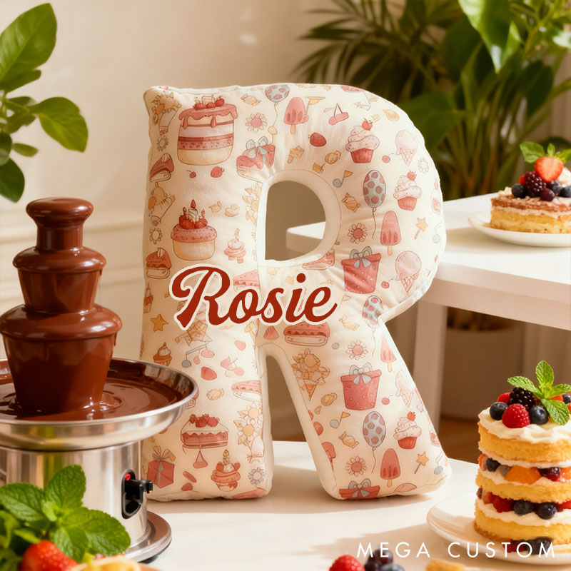 Personalized Wedding Cake Letter Pillow Custom Valentine's Throw Pillow for Girl Friend Xmas Home Decor Pillow for Flower Girl