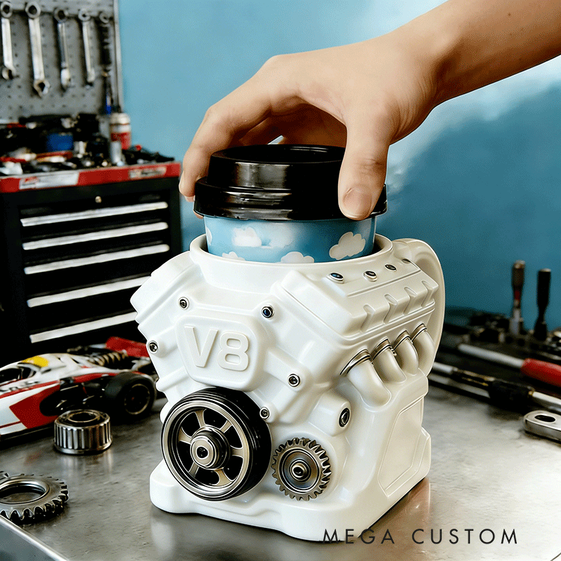 Personalized V8 Engine Ice Cream Pint Holder Funny and Useful Dessert Gift