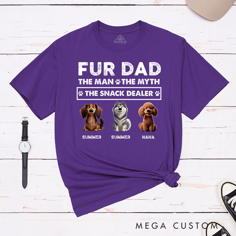Personalized Dog Lover Fur Dad The Man The Myth The Snack Dealer T-Shirt