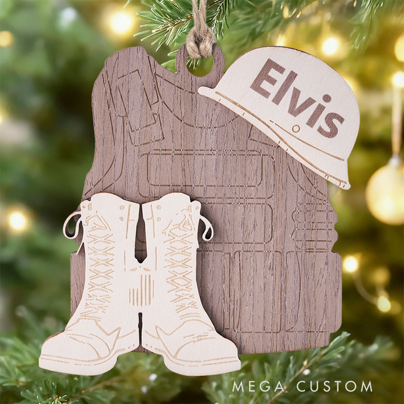Military Uniform Ornament Boots & Hat Name Veteran Military Ornament Gift For Military Xmas Gift ChristmasTree Hanging