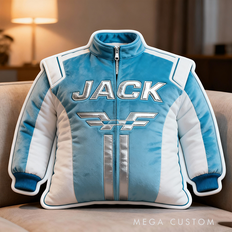 Personalized Racing Suit Pillow Custom Name Shaped Plush Cushion Gift for Racers and Motorsport Fans 4 Styles Available