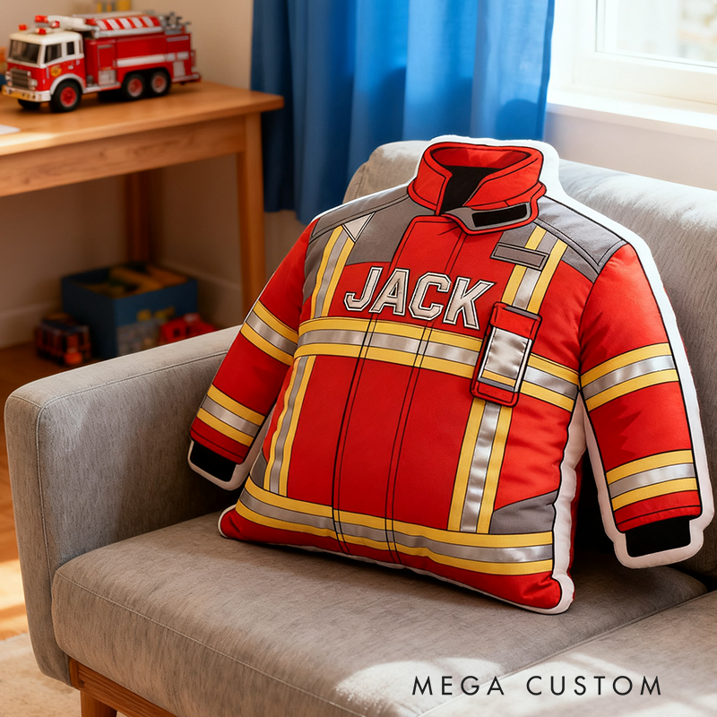 Personalized Firefighter Uniform Pillow Custom Name Two Styles Available Shaped Plush Cushion Gift for Firefighters and Hero Families