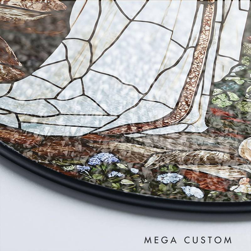 Personalized Our Lady of Lourdes Stained Glass Suncatcher Ornament with Name Window Hanging Decor Virgin Mary Art Religious Gift Catholic Gift