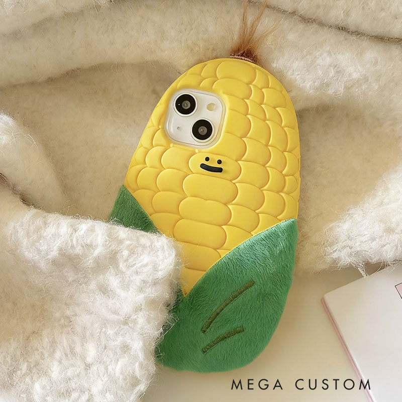 3D Corn Cute Silicone Stand Phone Case Cover for Apple iphone 16 15 14 13 Pro Max