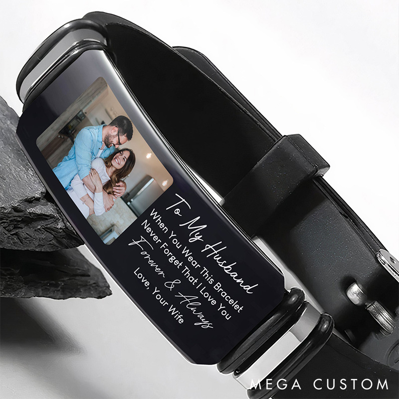 Personalized Couple Photo Bracelet Custom To My Husband Gift I Love You Forever Always Anniversary Valentines Gift Bracelet for Husband
