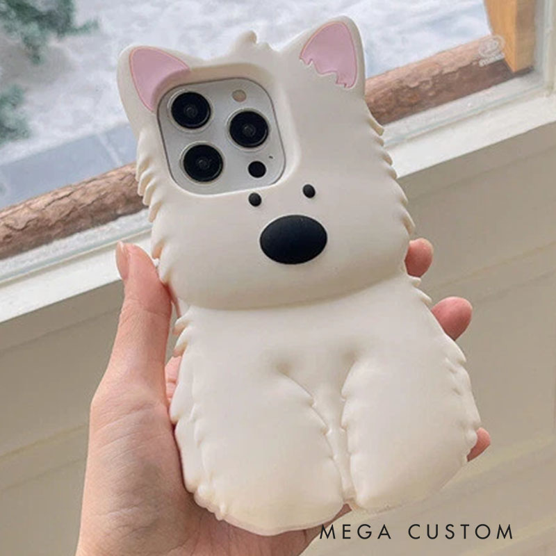 West Highland 3D Cute For iPhone 16 15 14 13 Pro Max Silicone Phone Case Cover